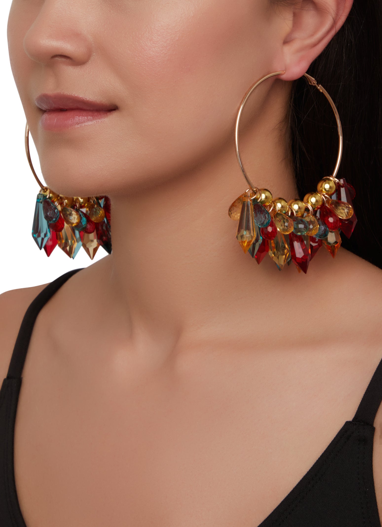 18 Karat Yellow Gold Multi-Color Sapphire Hoop Drop Earring – Christina  Addison Jewelry Designs